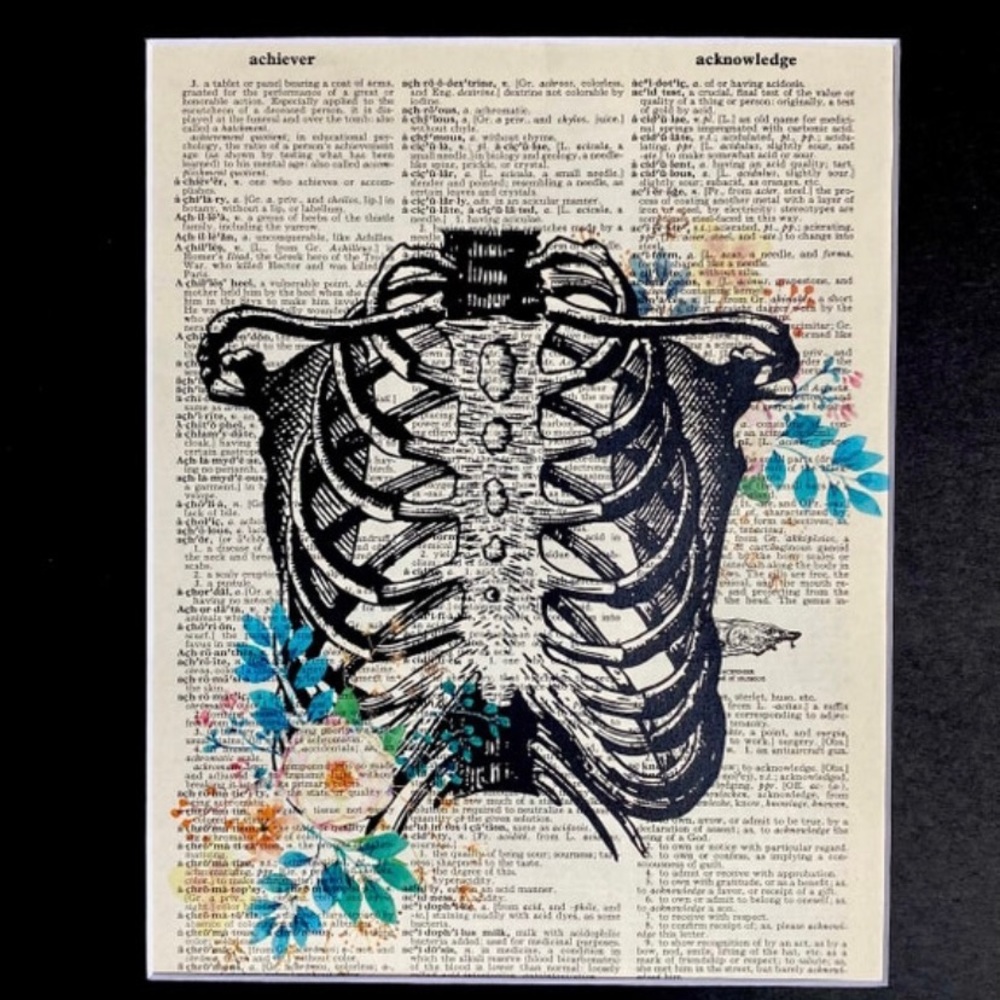 Anatomy with Flowers Dictionary Art Print Set of two